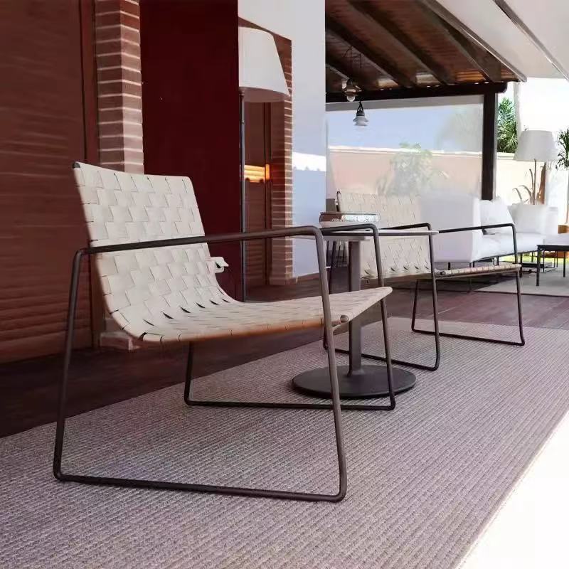 Silla de caña al aire libre de tres piezas combinada jardín al aire libre Villa Hotel Ventas Diseñador de jardines