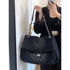 2024新款潮水墨染牛仔流浪包菱格链条包慵懒风斜挎秋冬单肩包百搭