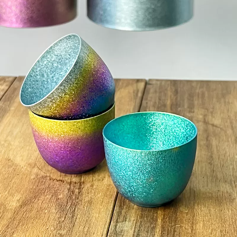 纯钛品茗杯茶具工夫茶具套装主人杯简约便携高档冰花彩色茶杯礼品