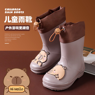 Children's Rain Boots for Boys and Girls Baby Children's Rain Boots Non-Slip Girdle Waterproof Children's Cartoon Neck Water Shoes for Students