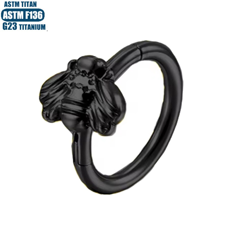 F136 Titanium Piercing Nasal Ring Feather Bee Snake Septum Seamless Ring Tragus Earring detail image 15