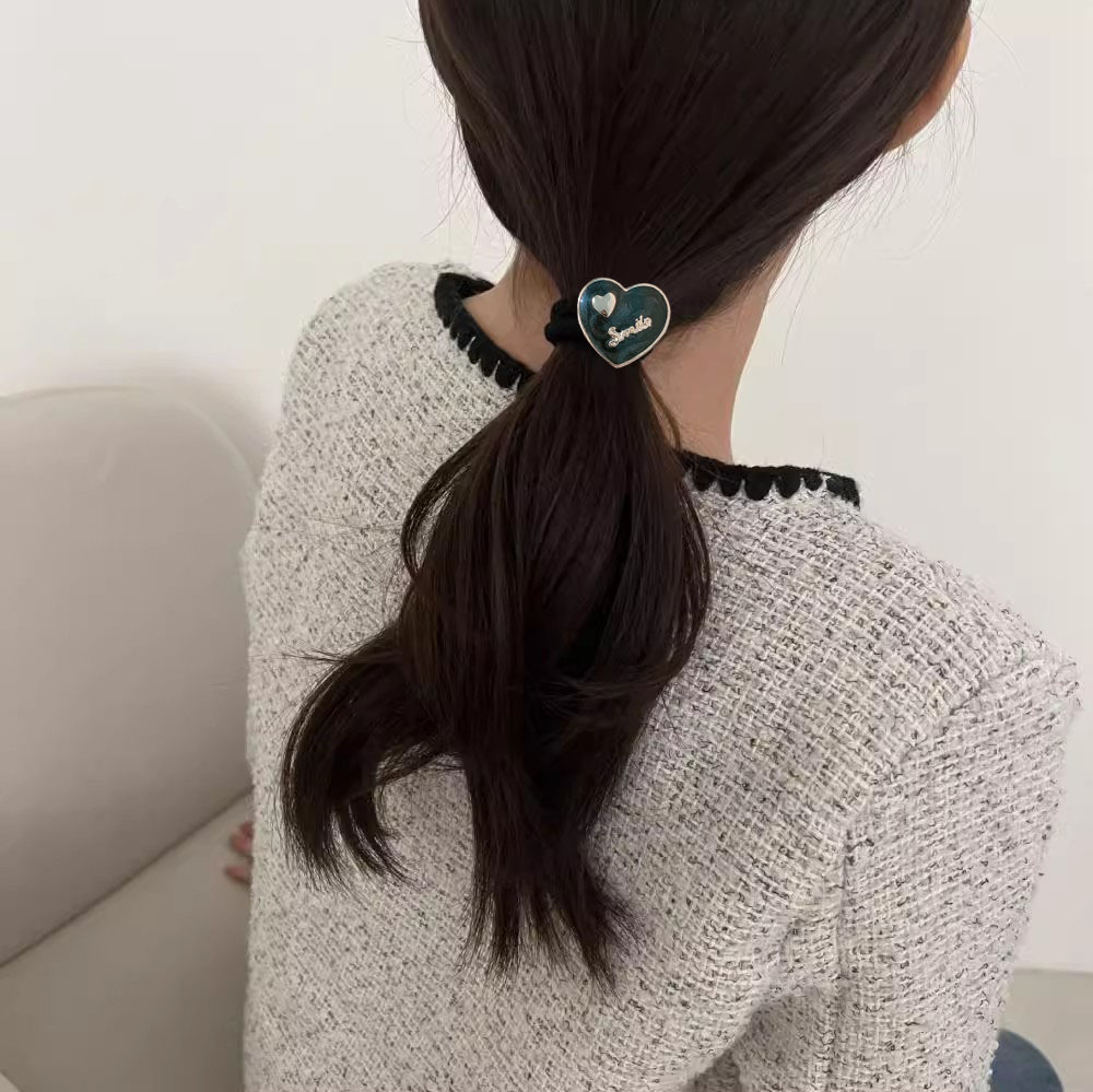 Coreano simple amor letras anillo de pelo de banda de goma de alta elasticidad bola cabeza cabello de cola de cabello cuerda de cabello duradera adornos de cabello