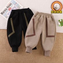 男宝宝冬季加绒裤子1-3岁5中小童秋冬季卫裤百搭儿童一体绒休闲裤