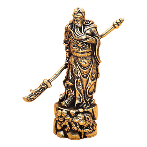 New Year's Day Guan Gong and God of Wealth statue ornaments—Blessed through generations, Tibetan-style handmade pure copper design, perfect for World Cup or Halloween wholesale.