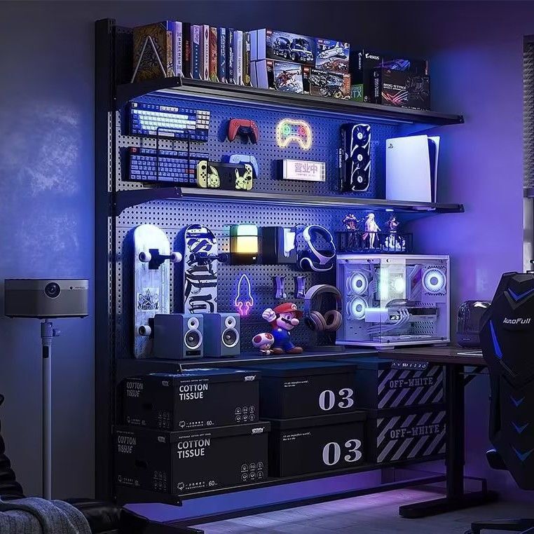 垂直ホールボード収納ラック床置きパンチフリーゲームルーム金属収納ラック研究コンピュータデスクトップ改修|undefined