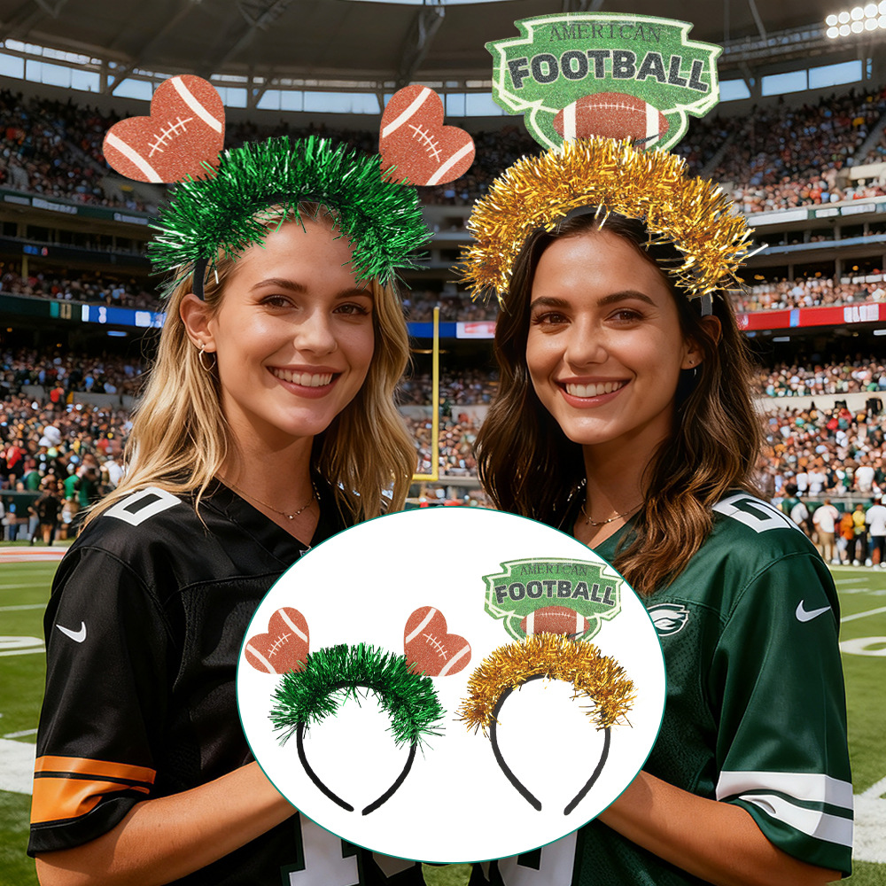 Transfronterizo nuevo Super Bowl rugby tema de fútbol americano fiesta de cumpleaños decoración de tiras de color cabeza de cinturón hebilla de cabeza