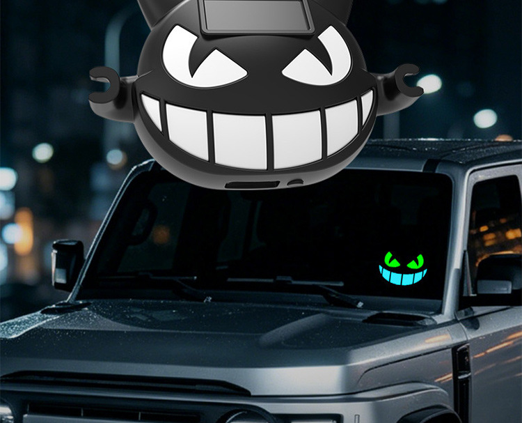 Cross-Border Solar-Powered Car Dynamic Devil Eye Led Expression Light Warning Light for Vehicle Use, No Wiring Required, Ambient Lighting