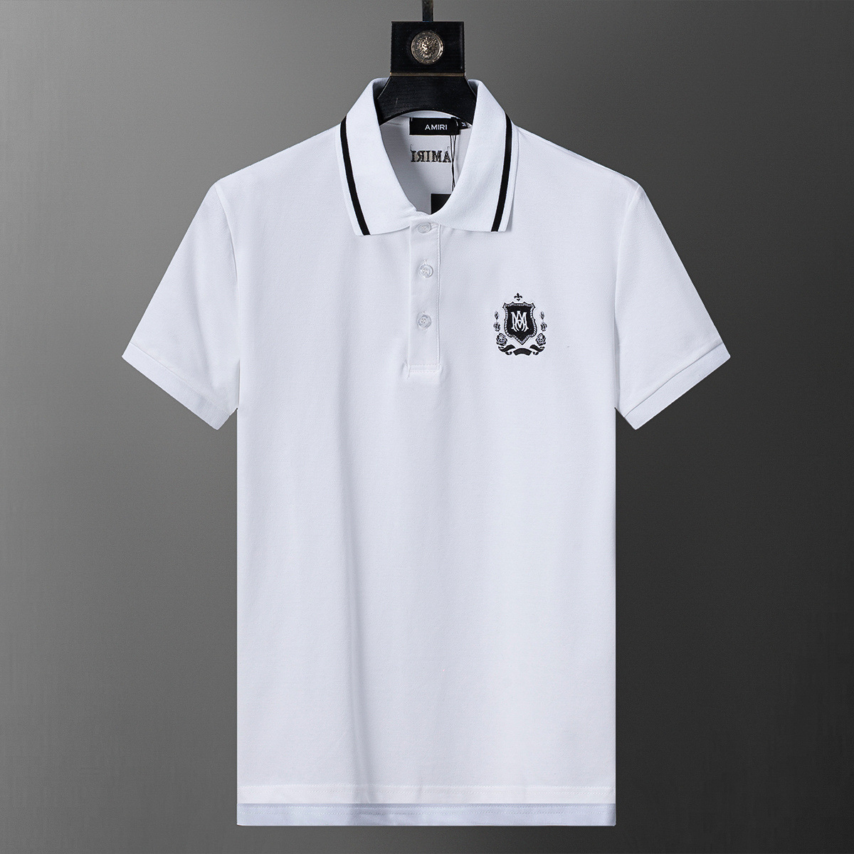 Cross-border versión correcta 26 nuevo polo para hombres color sólido negocios Jacquard casual con solapa de punto manga corta 1