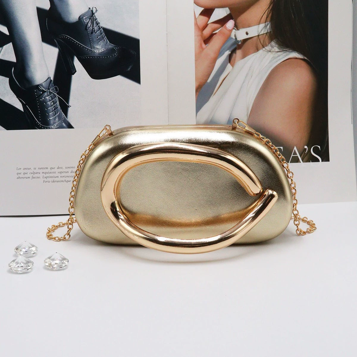 Маленькая clutch-сумка, дизайн в стиле ретро, металлический ящик, через плечо, (торговля через границу)