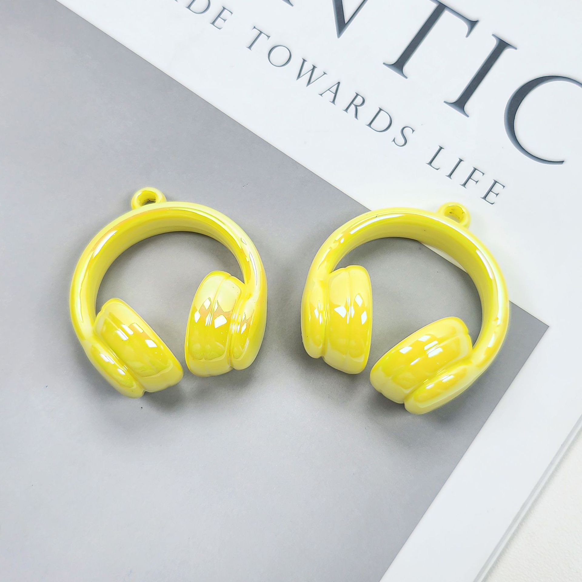 アクリルペイント 2 色グラデーションヘッドフォンビーズぶら下げ穴ビーズ diy 携帯電話チェーンペンダントネックレス素材ジュエリーアクセサリー