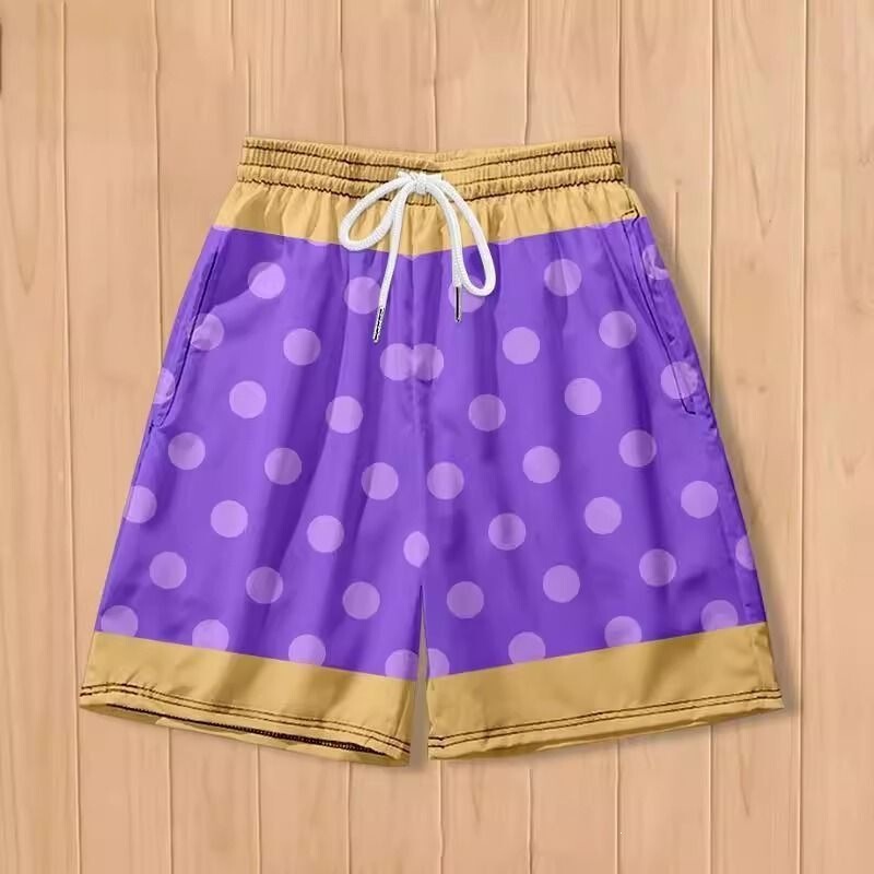Stardew Valley Purple Lucky Print Shorts, Breathable Summer Beach Shorts with Drawstring Stardew Valley Purple Lucky Print Shorts, Breathable Summer Beach Shorts with Drawstring