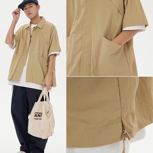 Summer Lapel Pouch Short-Sleeve Shirt