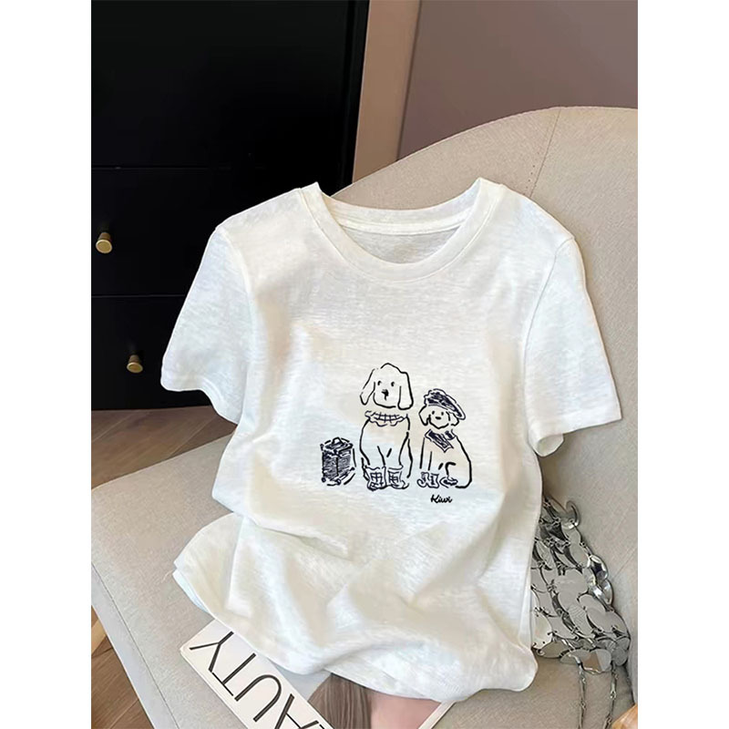 2026 Summer New Style Snowflake Cotton Round Neck Short-Sleeve T-Shirt for Women, Youthful and Stylish Thin Top, Trendy Base Shirt
