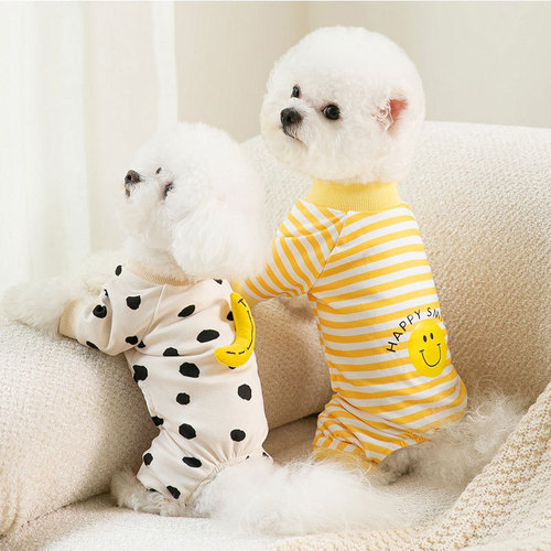 Spring dog clothes, smiley face, thin four-legged home clothes, cat air-conditioning clothes, kittens, milk dogs, autumn pet clothes