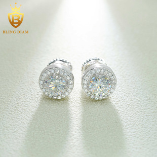 INS new best selling S925 silver inlaid 50 moissanite round earrings wholesale supply simple earrings