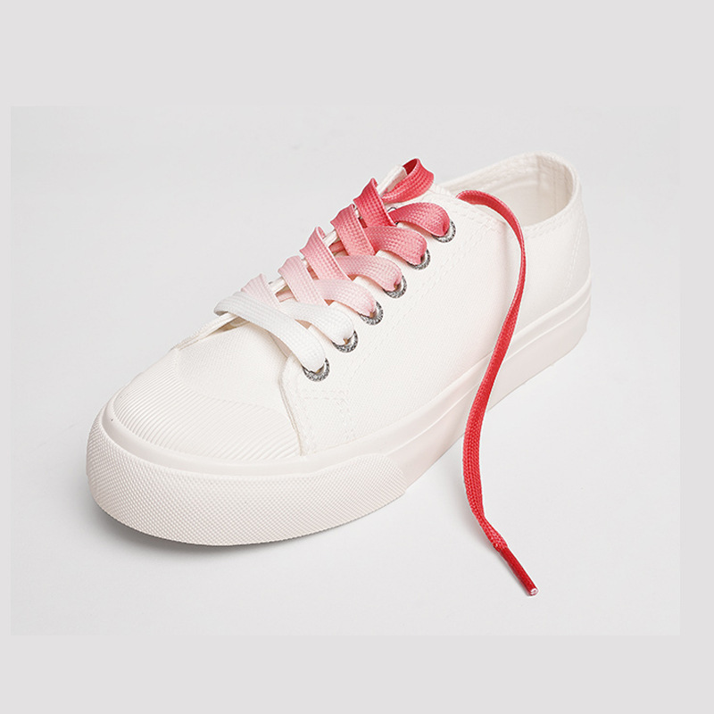Lona zapatos blancos gradiente cordón transparente doble capa