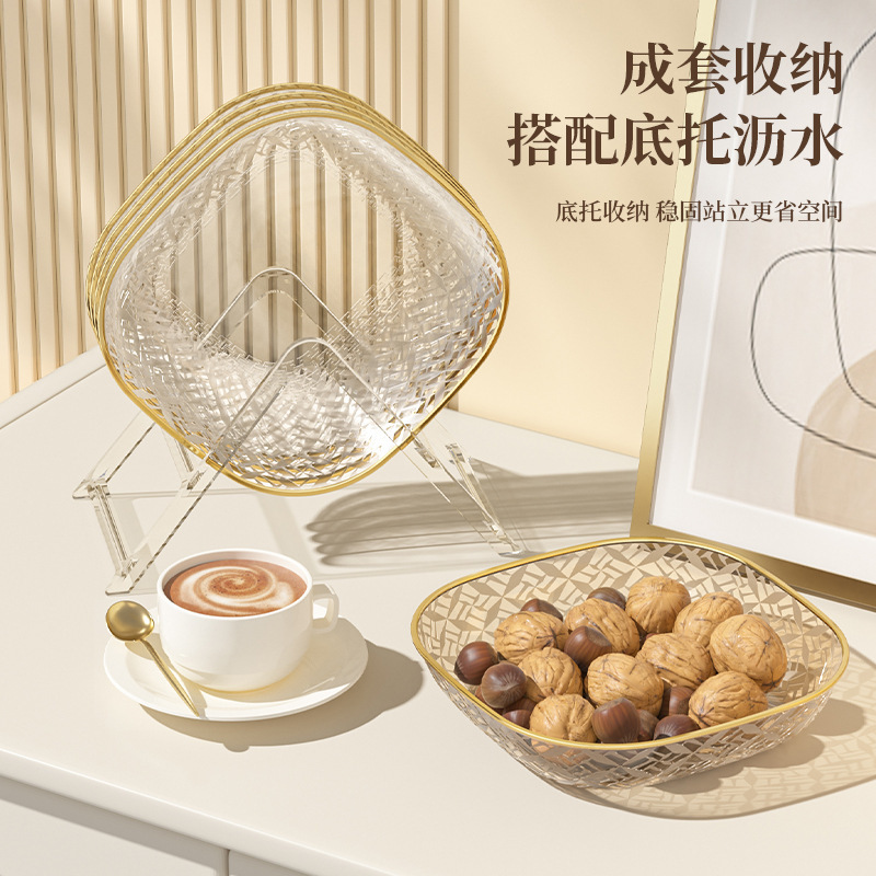 Household PET bone-shaped luxury desktop fruit plate, living room snack plate, small dish, kitchen table waste tray