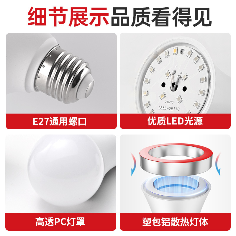 lámpara de lámpara LED de aluminio de plástico ahorro de energía e27 tornillo e14 pequeña lámpara de lámpara LED doméstica super brillante interior ahorro de energía