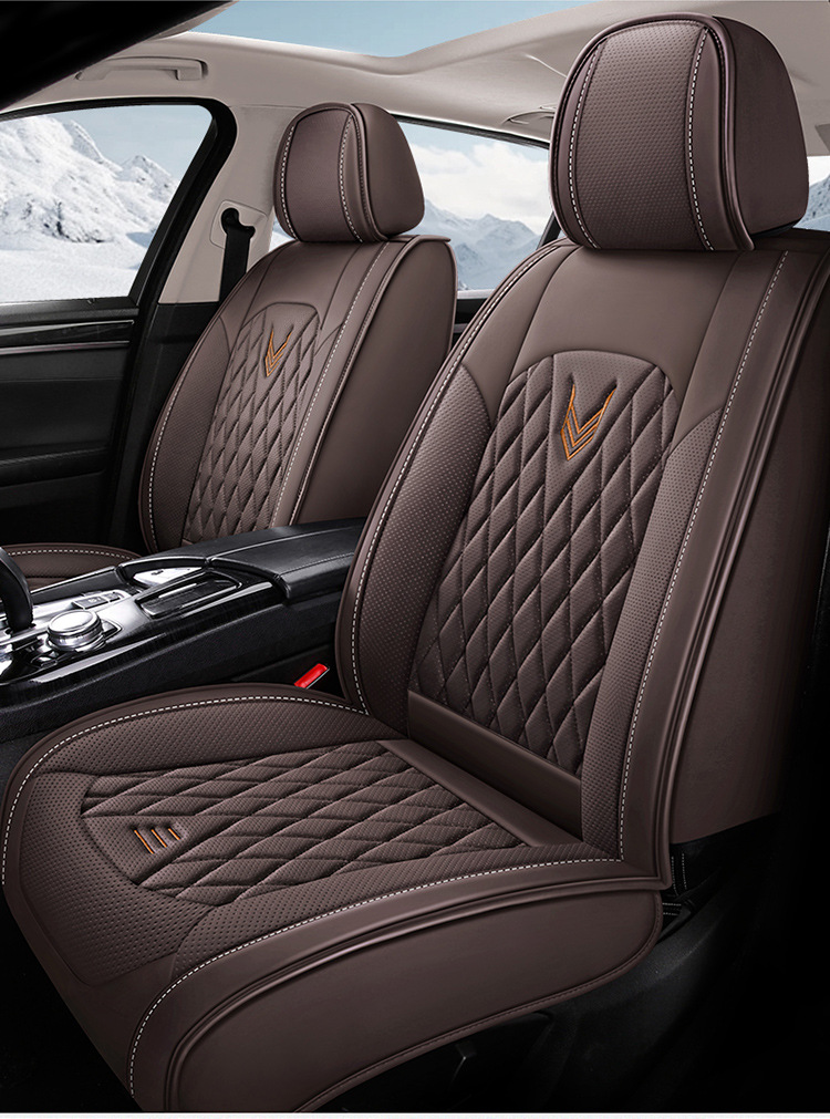 Car Seat Cushion, Waist Support, Wing Protection, Five-Seater Four-Season Cushion, All-Inclusive Seat Cover, Seat Cushion, Nappa Leather, Amazon Europe and America Cross-Border