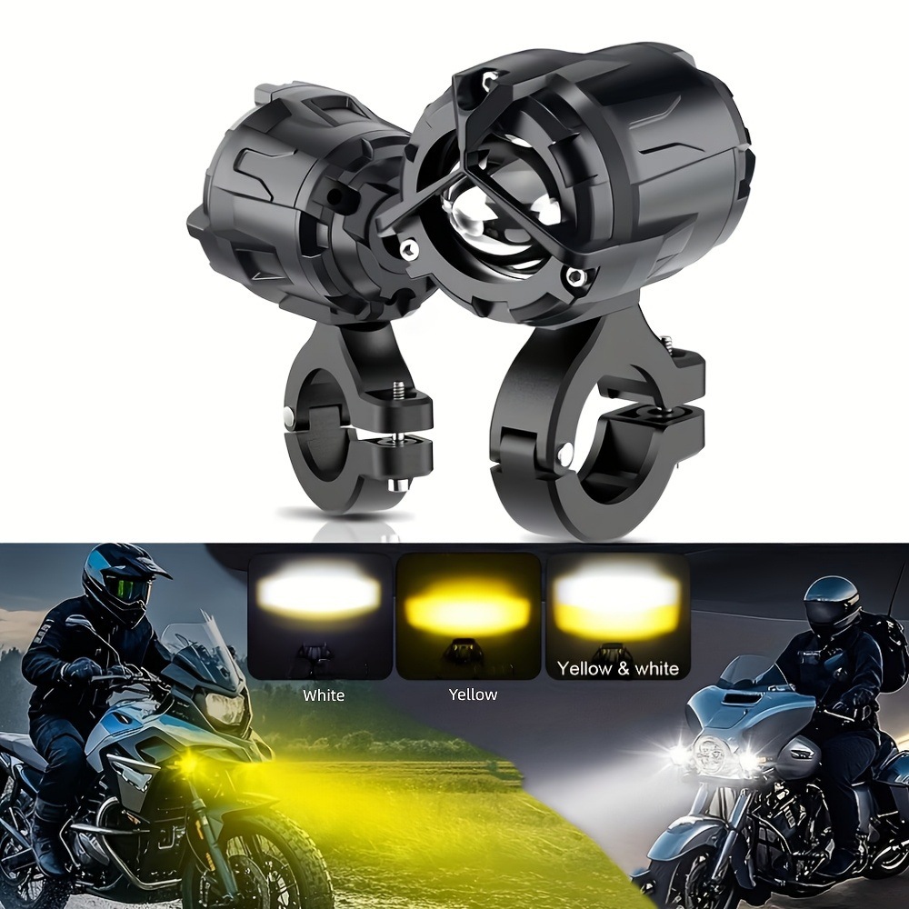 Mercedes-Benz Waterbird External Spotlight Universal Dual-Lens Headlight for Motorcycles and Electric Vehicles, Yellow-White Dual-Color Focused Light Modification