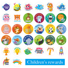 兒童勵志貼紙動物封口貼標籤獎勵貼紙鼓勵貼紙不乾膠標籤500PCS卷