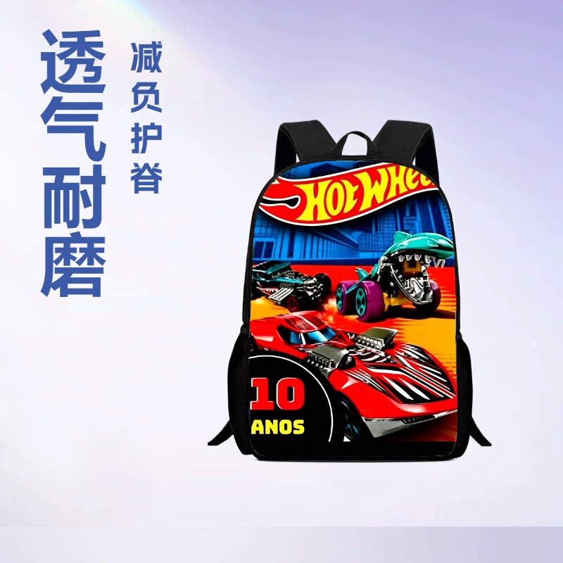 Cross-Border Hot-Selling Hot Wheels Student Backpacks, Hot Wheels Merchandise, Casual Large-Capacity Backpacks, Available for Dropshipping