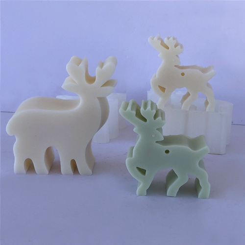 Christmas Elk Candle Silicone Mold Christmas Deer Sika Deer Aromatherapy Plaster Ornament Animal Glue Mold