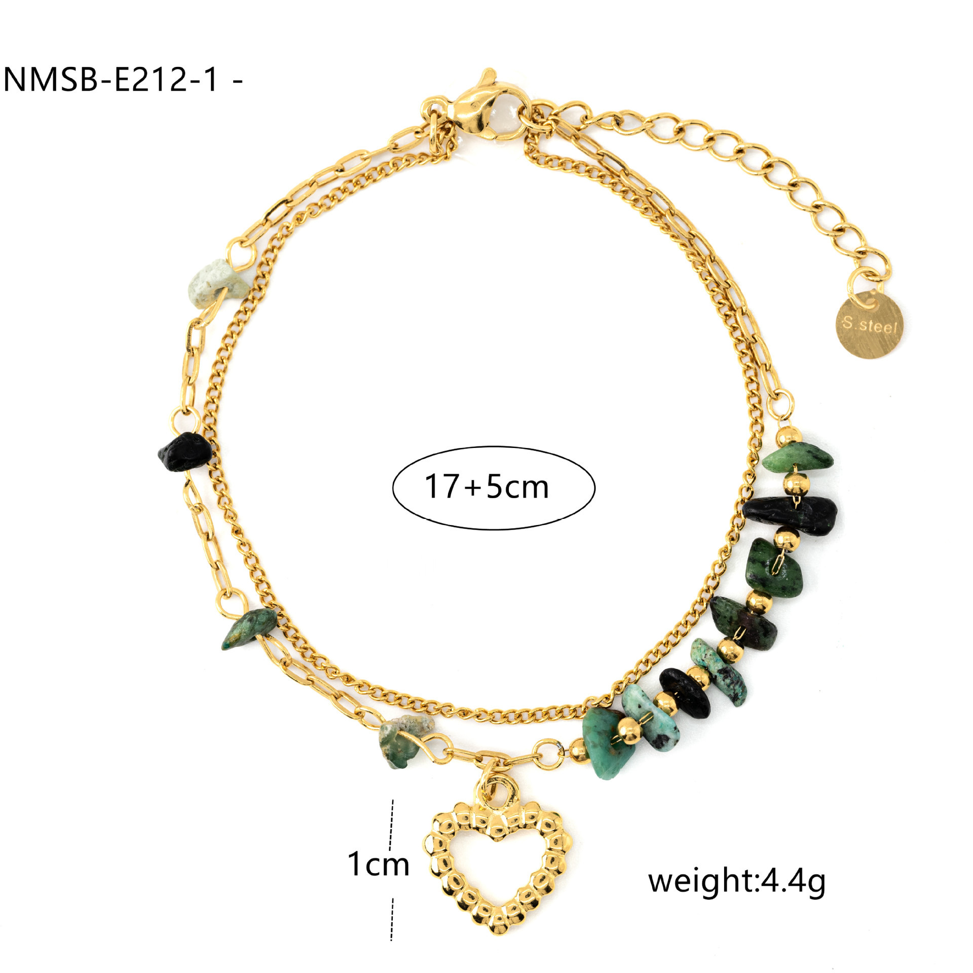 304 Stainless Steel, natural stone Material Wholesale Jewelry Simple Style Classic Style Heart Shape 304 Stainless Steel Natural Stone Natural Stone Plating Rings Bracelets Necklace