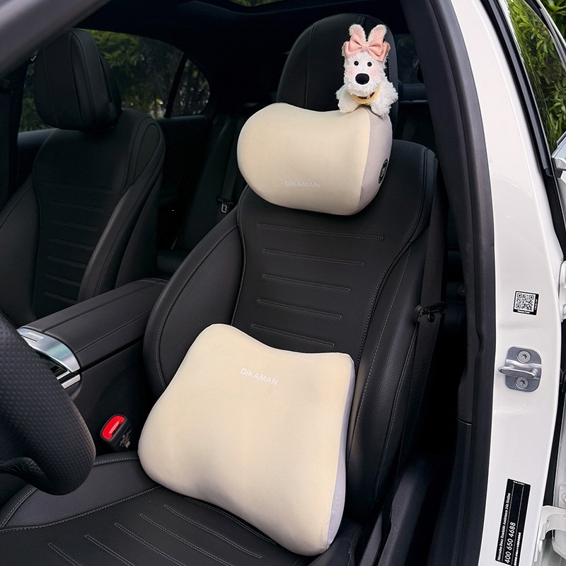 2026 New Model Car Headrest Memory Foam Car Seat Neck Pillow West Highland Plush Toy Car Accessory for Women