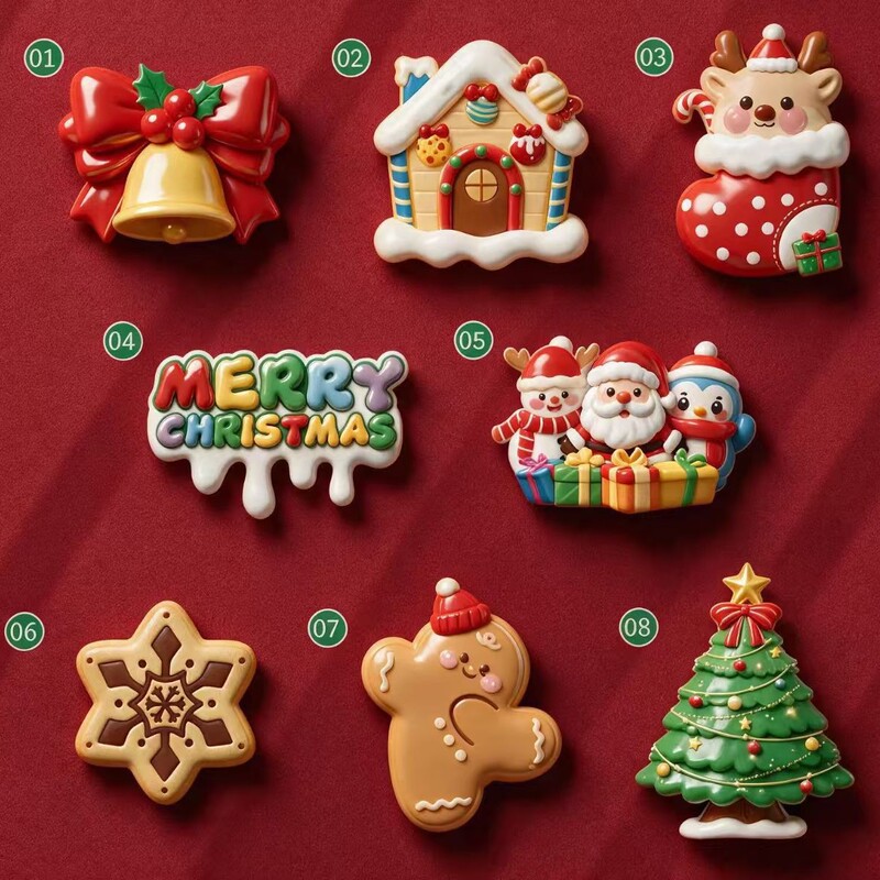 Christmas 2026 New Decorations Cartoon 3D Refrigerator Magnets Santa Claus Tree Reindeer Magnetic Decoration Supplies