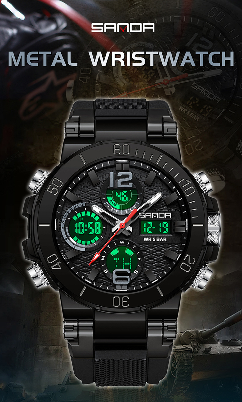 Orologio per bambini Orologio elettronico multifunzionale fosforescente impermeabile orologio da uomo tendenza nero tecnologia studenti orologio elettronico da uomo_voghion.com