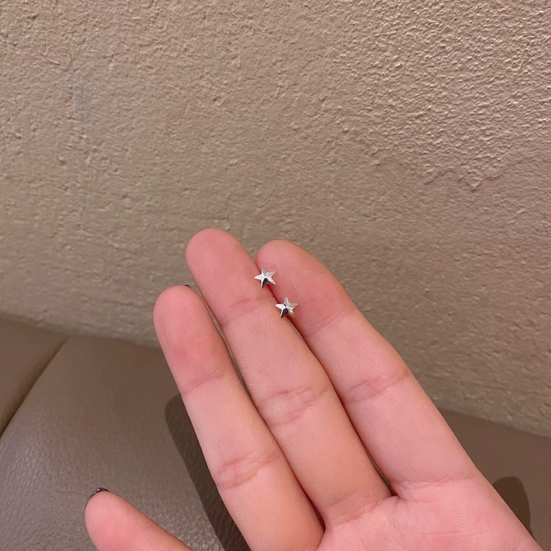 Glossy earrings, set, silver 925 sample, Korean style, simple and elegant design