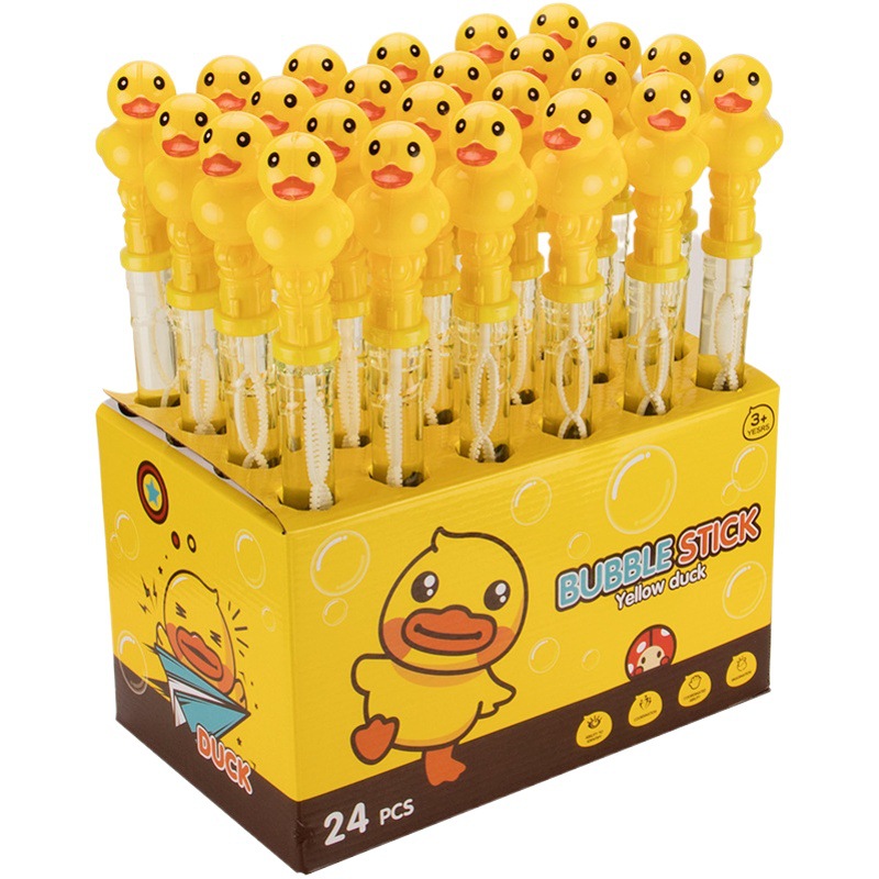Máquina de burbujas en forma de patito amarillo – varita de burbujas recargable con líquido, juguete infantil al por mayor