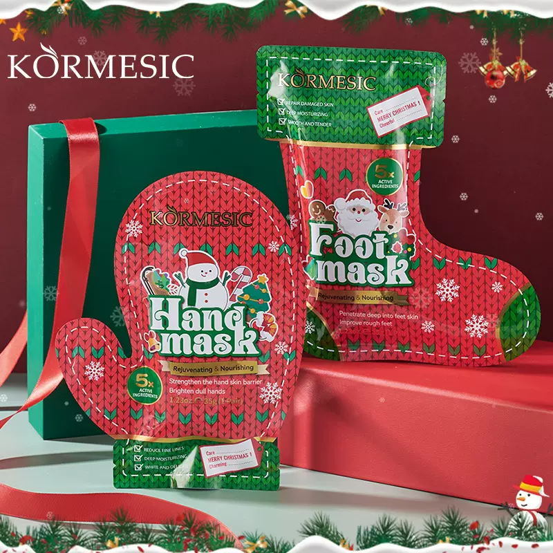 KORMESIC全英文圣诞手膜足膜hand mask补水保湿防干燥平价批发