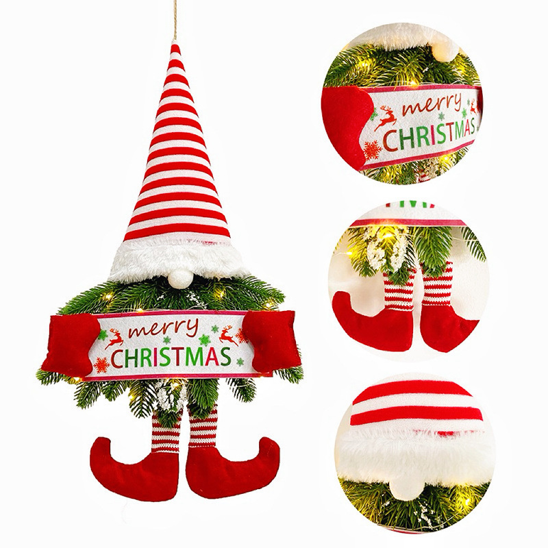クリスマス装飾用品 クリスマスガーランド クリスマスペンダント 短足赤と白のストリップ サンタクロースガーランド ウォールドアハンギング|undefined