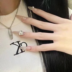 純手工製作裸色鑽球穿戴甲珍珠氣質百搭簡約網紅款純欲風高級款新