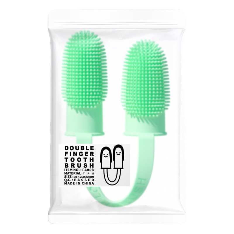 Cross-Border Pet Two-Finger Toothbrush Dog and Cat Pet Supplies Dental Cleaning Finger Cots Oral Cleaning Tools