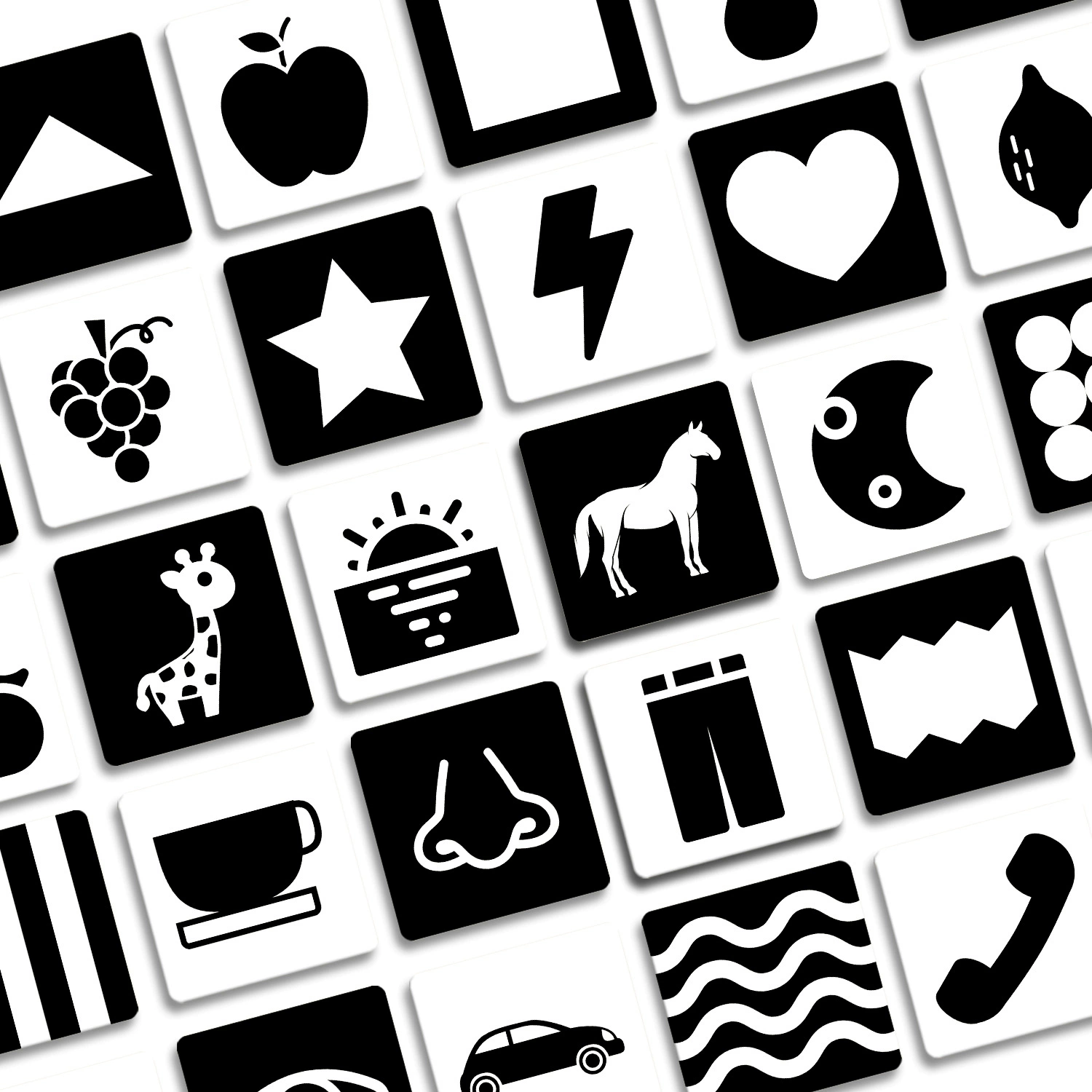 Black & white visual stimulation cards, 24 cards with 48 high‑contrast patterns, sensory development for infants