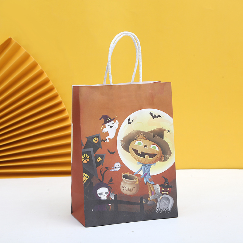 Bolso de regalo para niños de Halloween, bolso de mano, bolso de dulces, decoración de fiesta, logotipo impreso, bolsa de embalaje de bocadillos de compras