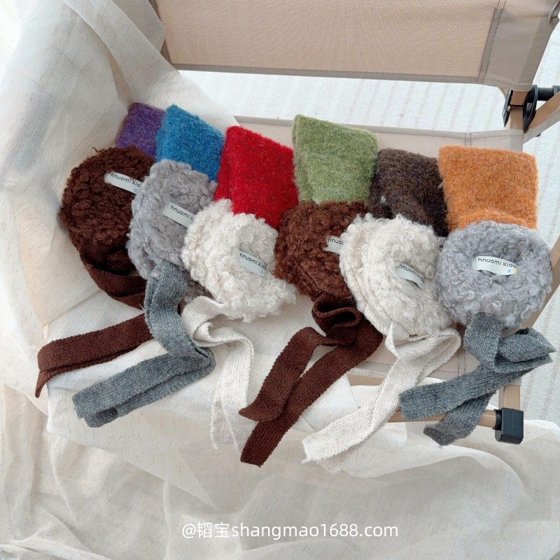 韩版拼色羊羔毛绒耳罩女冬季加厚保暖防寒骑行护耳系带耳包耳捂子