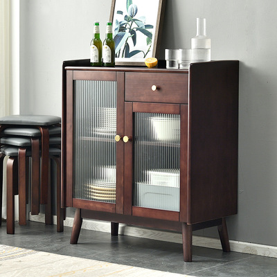 簡約現代實木餐邊櫃北歐客廳收納邊櫃廚房微波爐櫃碗櫥櫃家用邊櫃