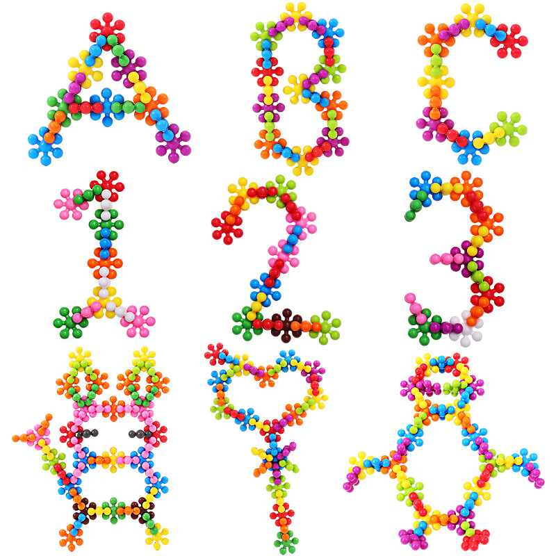 3D tridimensional giratoria Plum Blossom bloques de construcción niños ensamblados juguetes educativos inteligencia desarrollo jardín de infantes gran partícula copo de nieve