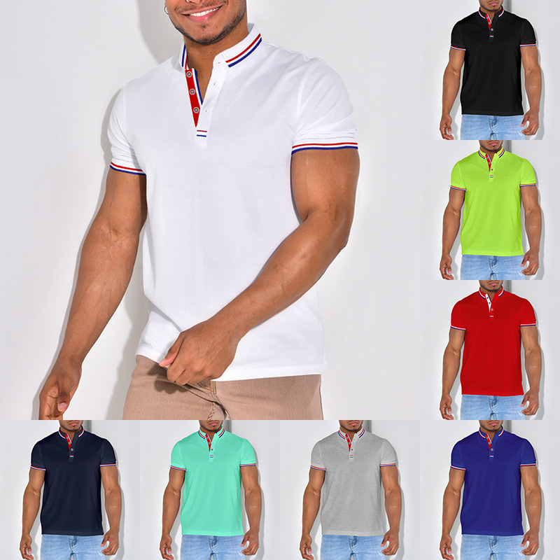 Men's Polo Shirt Solid Colour Lapel Top Business Casual Style_voghion.com