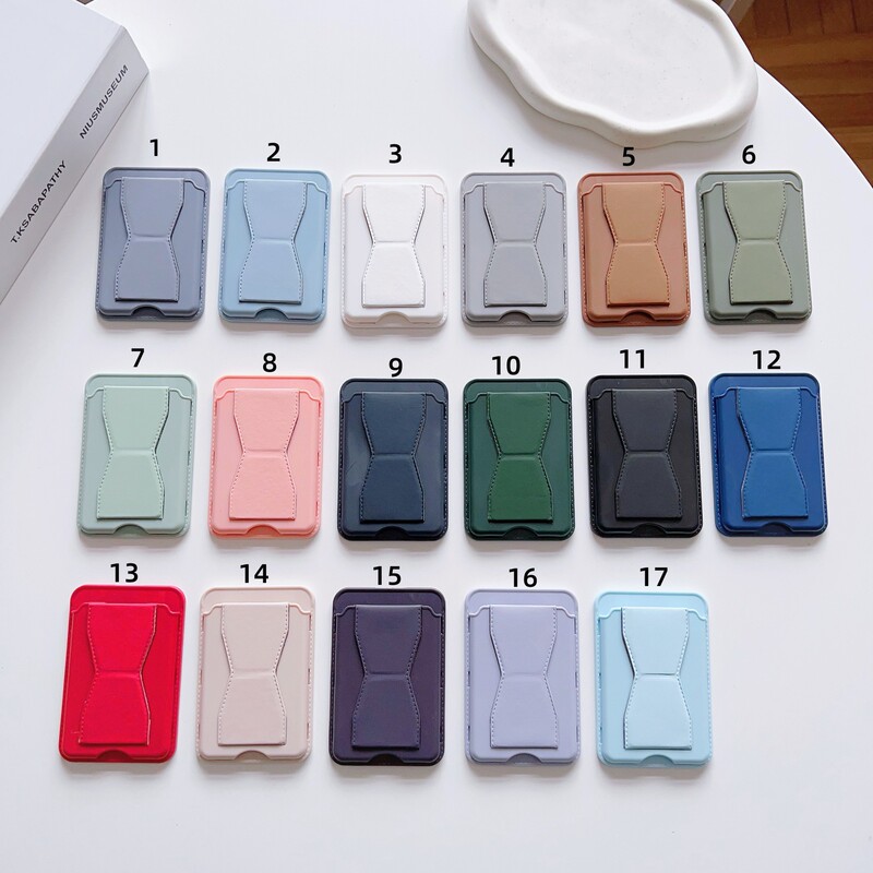 Manufacturers supply cross-border folding leather card holder mobile phone holder universal card butterfly card holder desktop lazy holder