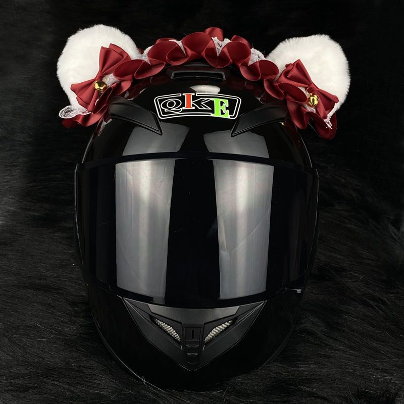 Auto Parts and Accessories: Motuoche Cat Ear Electric - white-ear-red-ribbon-lolita