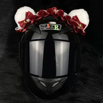 Motosiklet dəbilqələri: Ears Cat Ears Electric - white-eared-red-silk-lolita