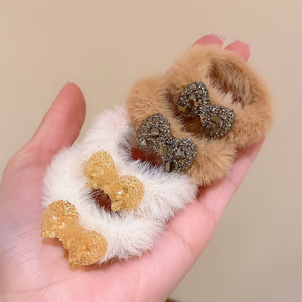 Arco banda de goma niñas 'pelo corbata de pelo cuerda otoño e invierno nuevo felpa pelo banda alta elástico durable pelo cuerda pelo accesorios