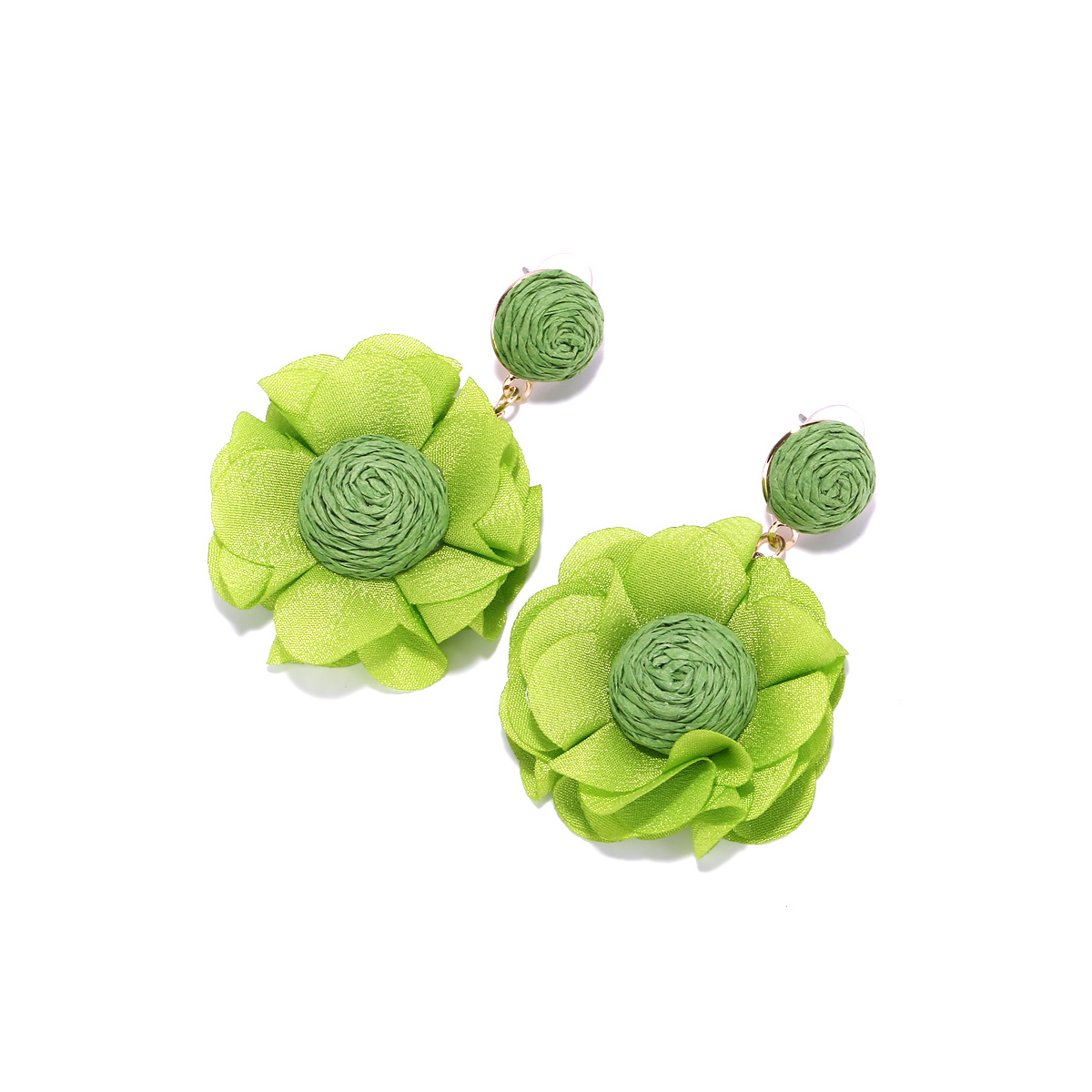 Elegant Sweet Flower Cloth Raffia Women's Drop Earrings 1 Pair display picture 18