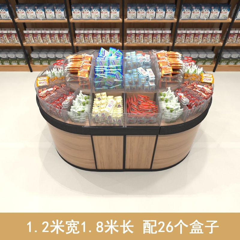 スーパーマーケットのスナック棚、バルクスナック棚、ビスケット、キャンディー、スナック食品、ラウンドアイランドディスプレイキャビネット|undefined