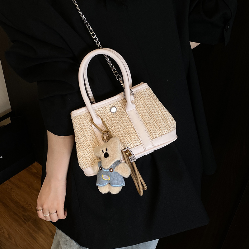 2025 verano nuevo bolso bolso de paja portátil de moda versátil para mujer